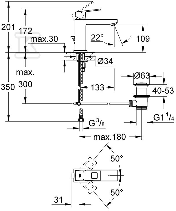 Eurocube - basin mixer, size M - 23445000