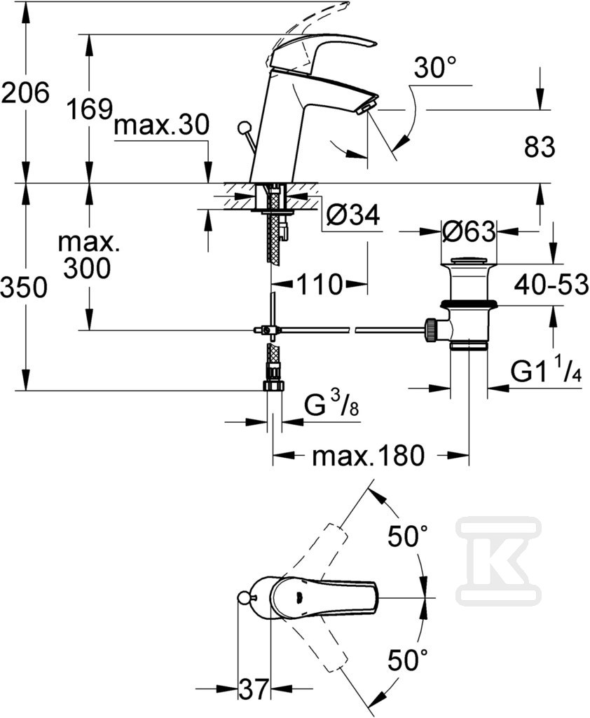 Bateria umywalkowa Grohe Eurosmart z - 23322001