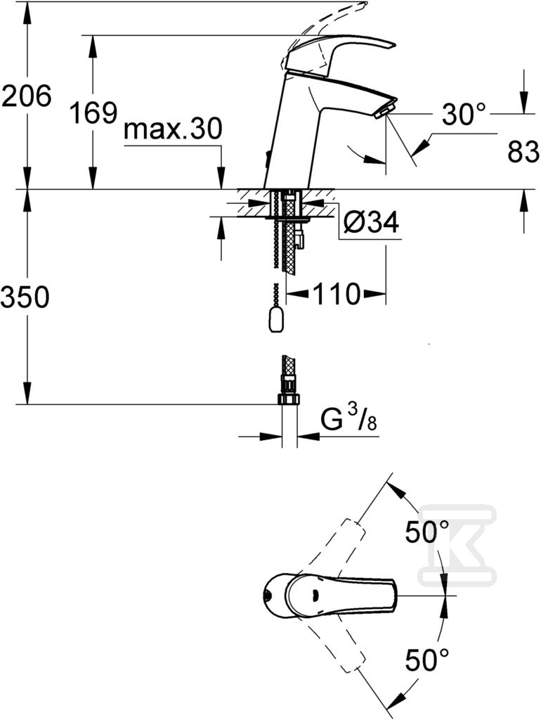 Bateria umywalkowa Grohe Eurosmart z - 23323001