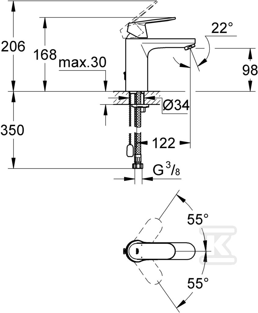 Eurosmart cosmopolitan - basin mixer - 23326000