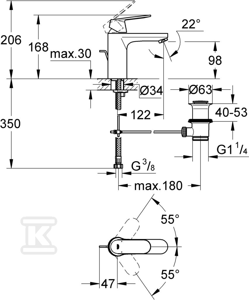 Grohe Eurosmart Cosmopolitan slavina za - 23325000