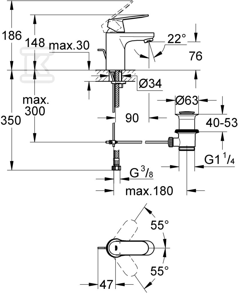 Bateria umywalkowa Eurosmart - 32825000