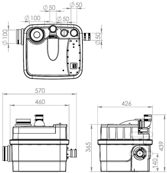 Sanicubic 1 Mono-Zerkleinerer, - CUBIC1IP68NM