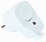 Portable single-phase plug, angled, made of plastic Awa 2P+Z 10/16A 230V white with a switch and a diode *