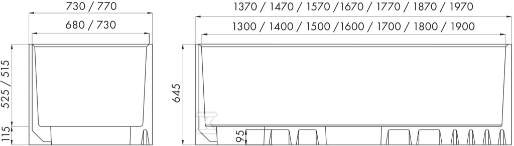 Universal support for rectangular - 1.032