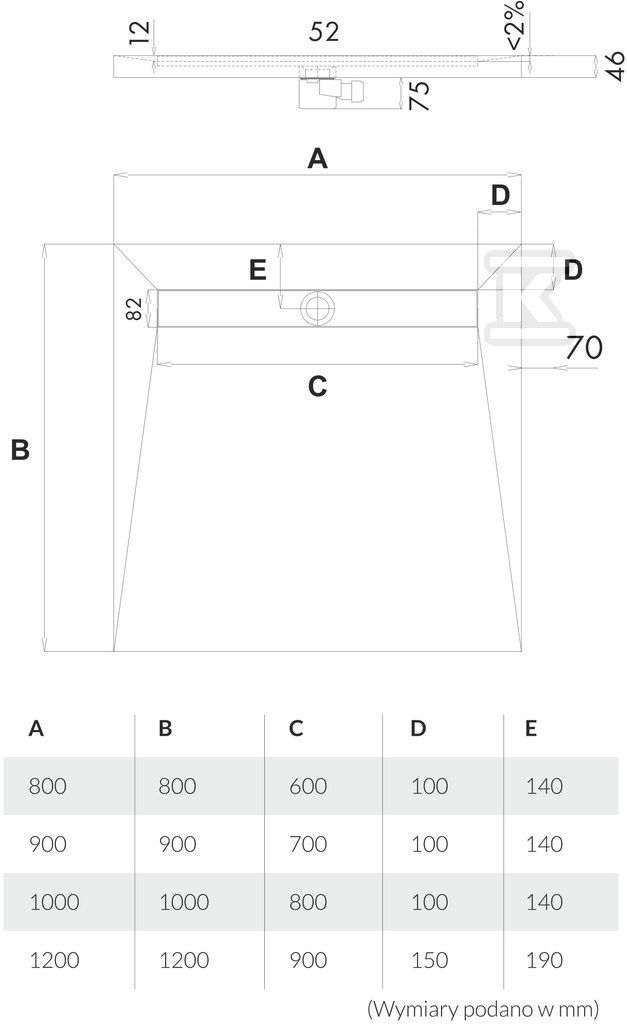 Linear drain on the short side of the - 10.001/OLKB