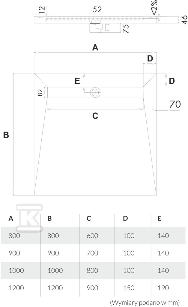 Linear drain on the short side of the - 10.002/OLKB