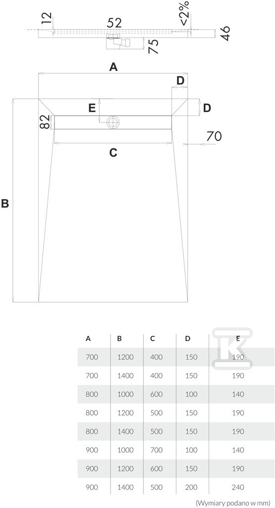 Linear drain on the short side of the - 10.007/OLKB