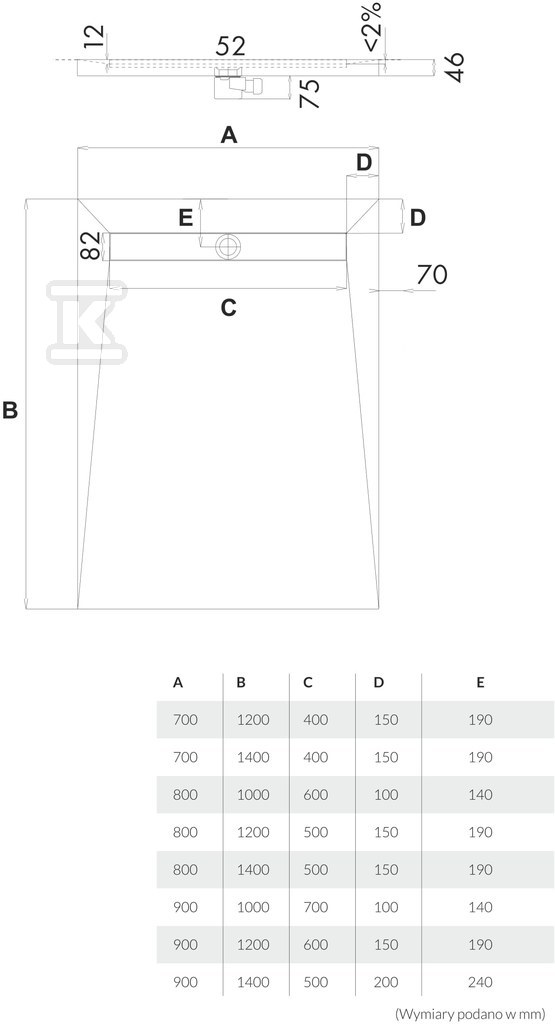 Line drain on the short side of the - 10.012/OLKB