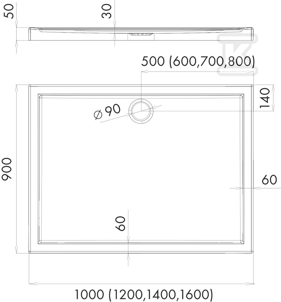 Sprchová vanička ONNLINE 90x100 cm typ - 15848388