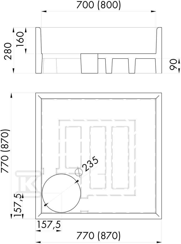 Support for shower trays acrylic / - 2.050