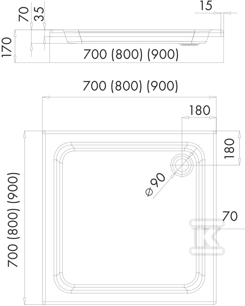 Stabilsound ® 70x70x17/7cm square - 3.0121