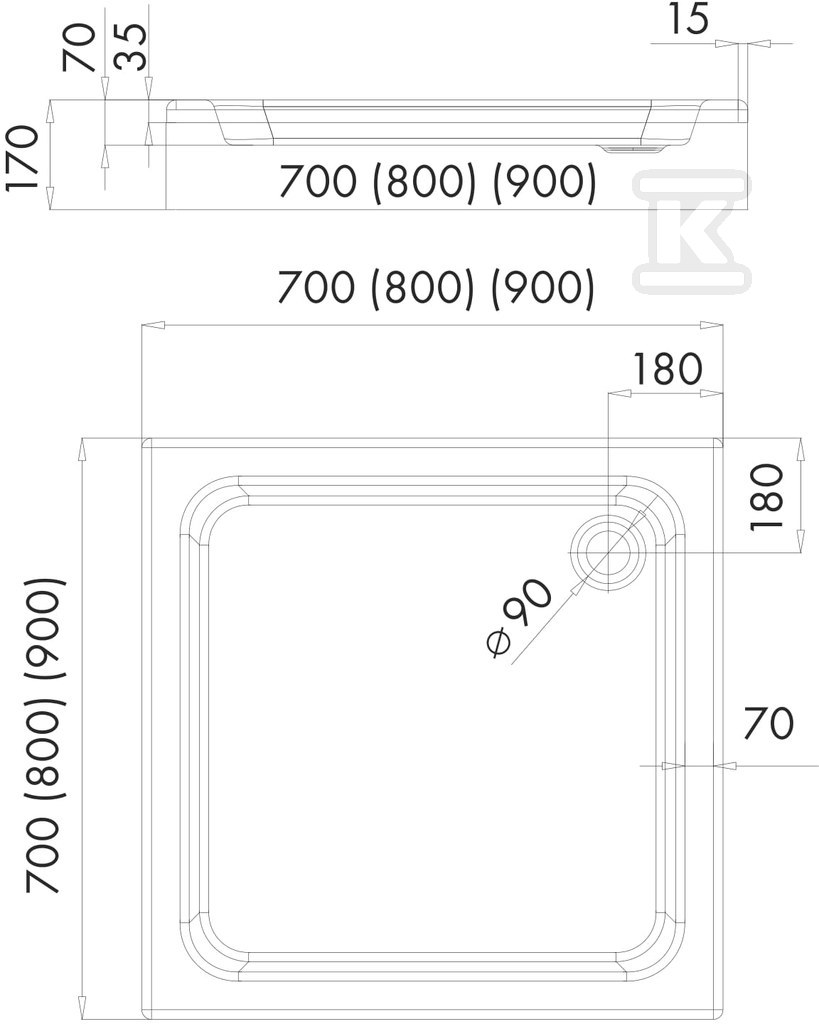 Brodzik akrylowy "Grando Plus" - 3.0125