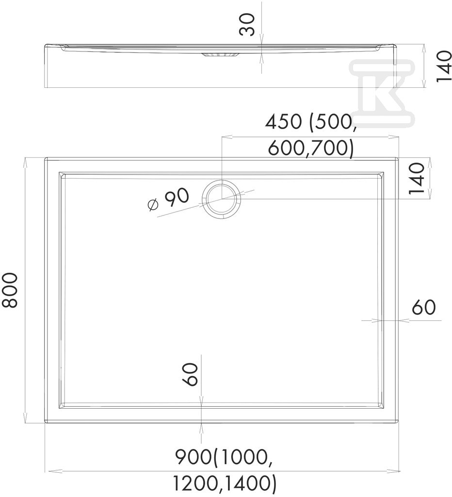 Stabilsound akrilna tuš kada 80x100x14 - 3.0166