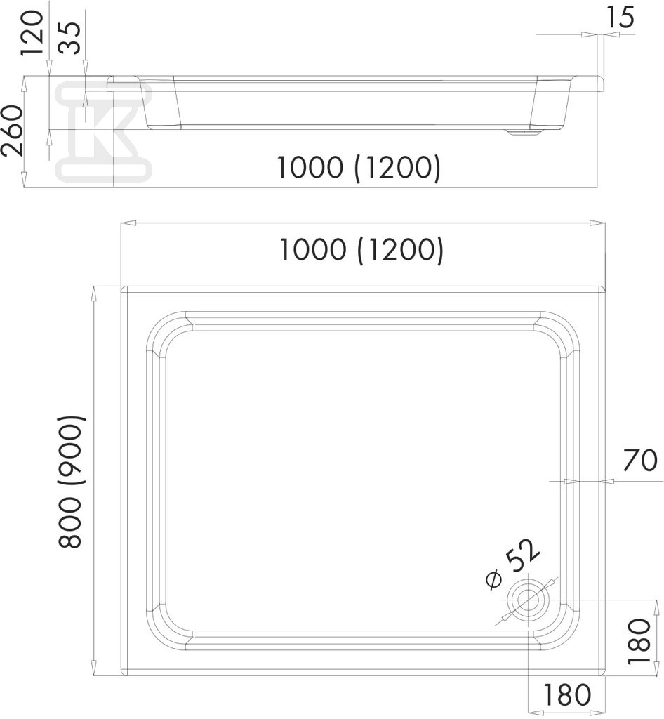 Acryl-Duschwanne 3.018 mit integrierter - 3.018