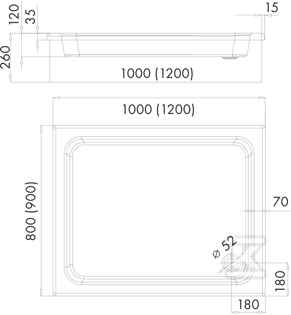 Acryl-Duschwanne 3.019 mit integrierter - 3.019