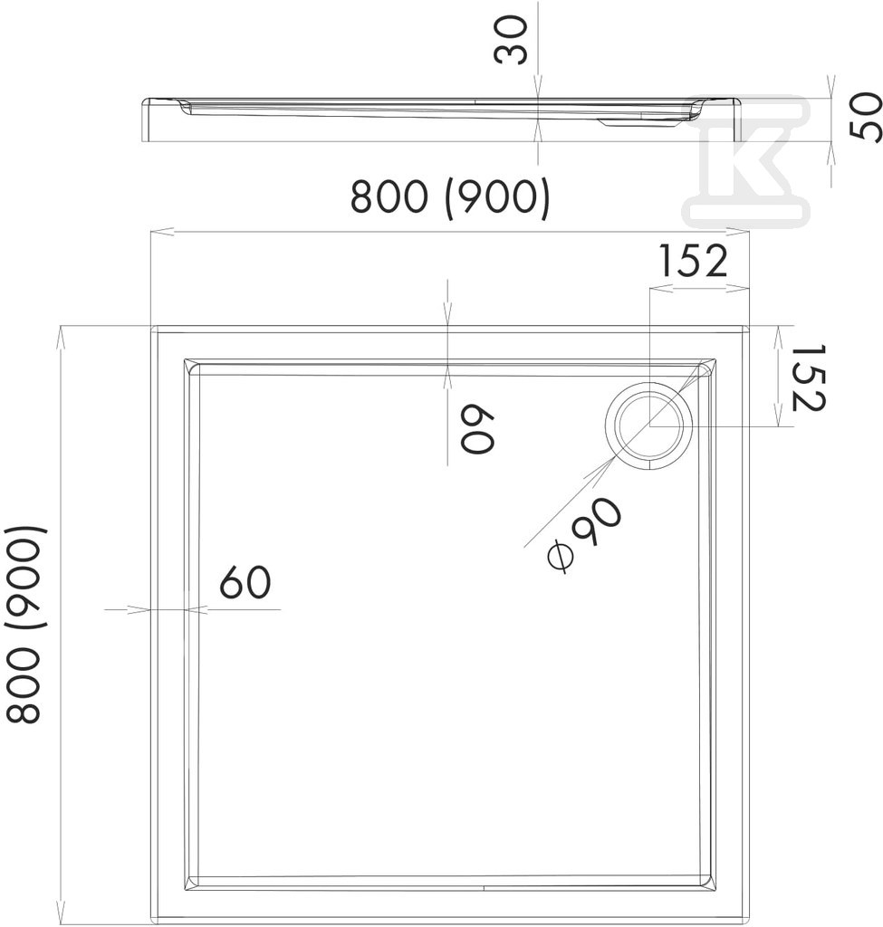 Acrylic Standard 80x80x5/3cm square - 3.260