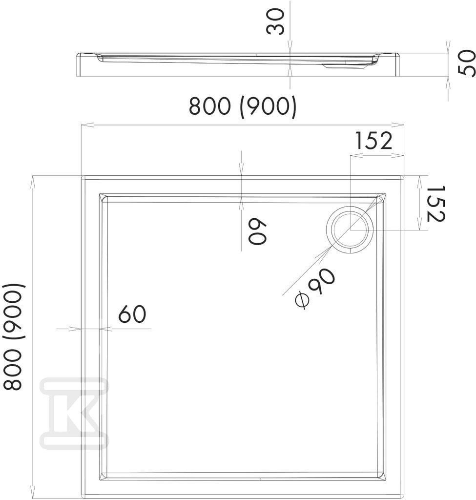 Acrylic Standard 90x90x5/3cm square - 3.261