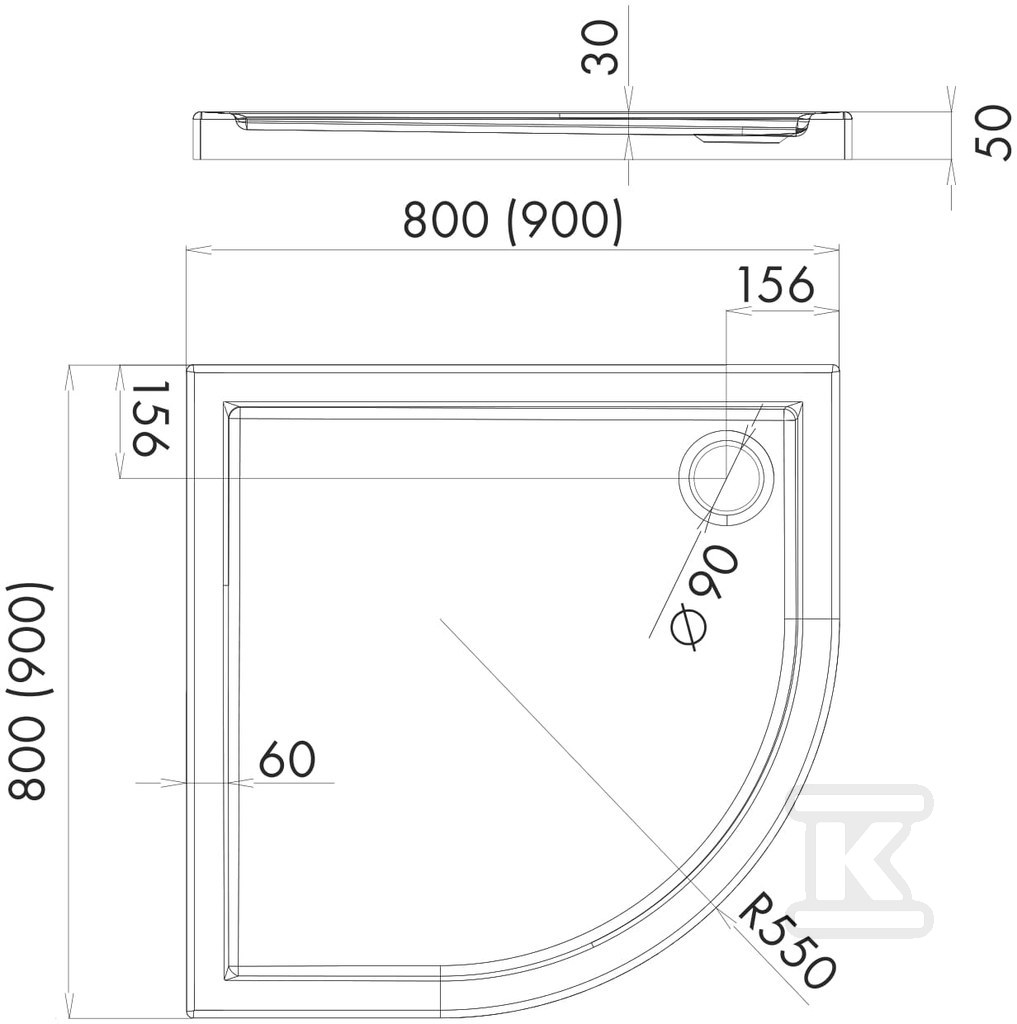 Acrylic shower tray Standard - 3.263