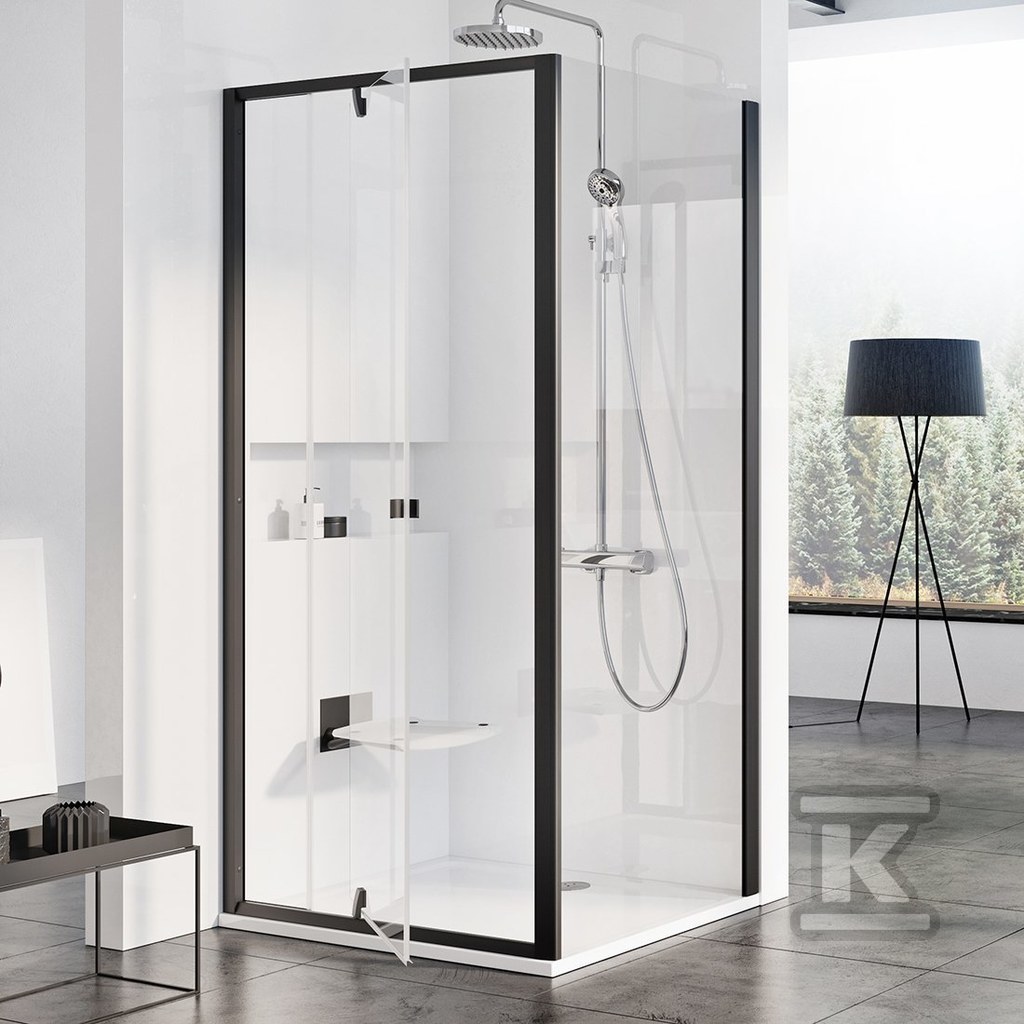 Shower screen PPS-80 czarna+Transparent - 90G40300Z1