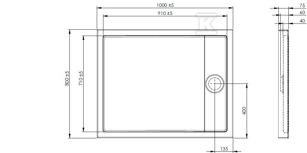 ROCA GRANADA 100x80X7,5 MEDIO sprchová - A27T006000