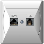 Комп'ютерно-телефонна розетка RJ 45 кат. 5e, (8-контактна) + RJ 11 (4-контактна) AKCENT БІЛИЙ