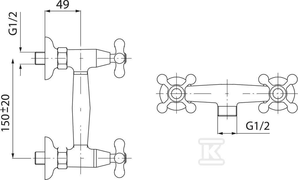 RETRO NEW wall-mounted shower mixer, - XD7