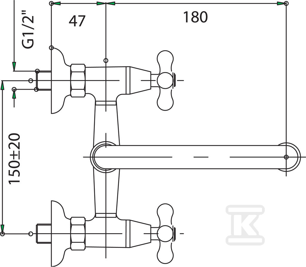 RETRO wall-mounted washbasin mixer, - XR3