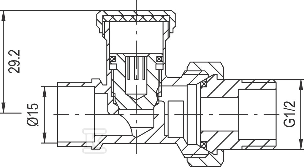 Zawór grzejnikowy odcinający prosty 1/2 - ZP2LY