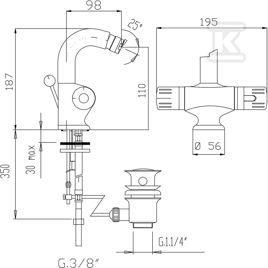 Bateria bidetowa TA termostatyczna - TA6