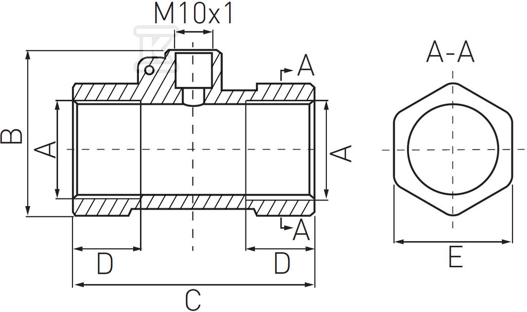 Brass tee 3/4"x1/4" - SGT2