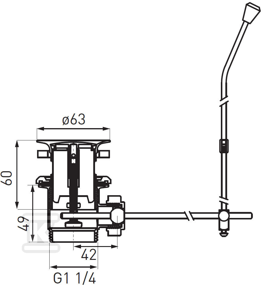 Korek 5 / 4'' z cięgnem do umywalki, - K39TW
