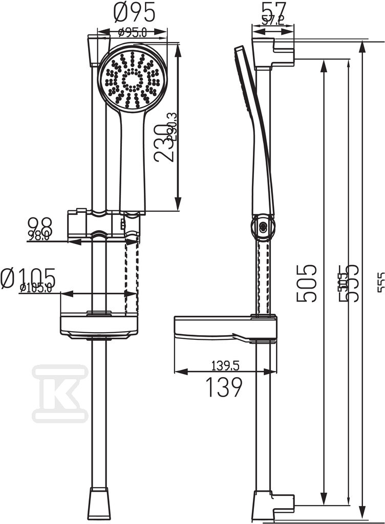 Душ BELLIS розсувний 1F, хром - N180B