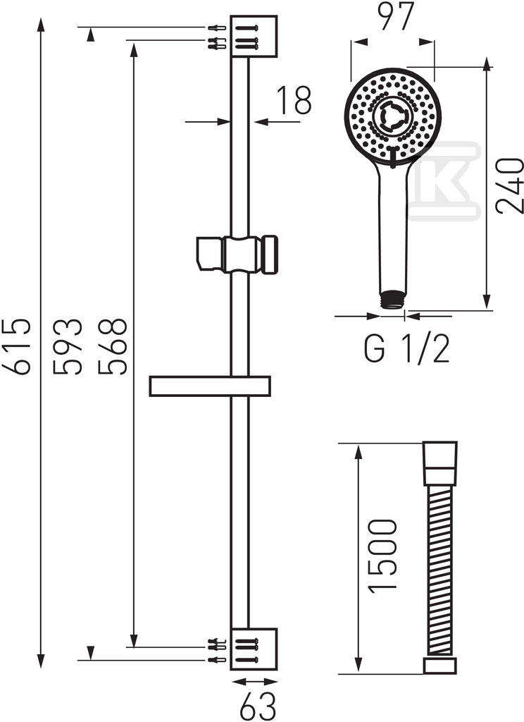 TUTTI sliding shower 3F, chrome - N340