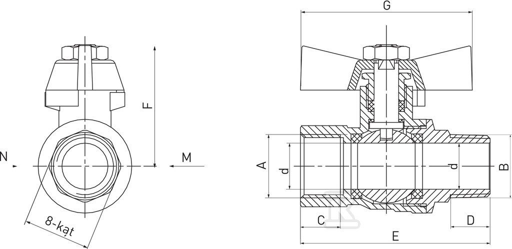 Кран водяний кульовий 1/2" Гайка-ніпель - KMH11