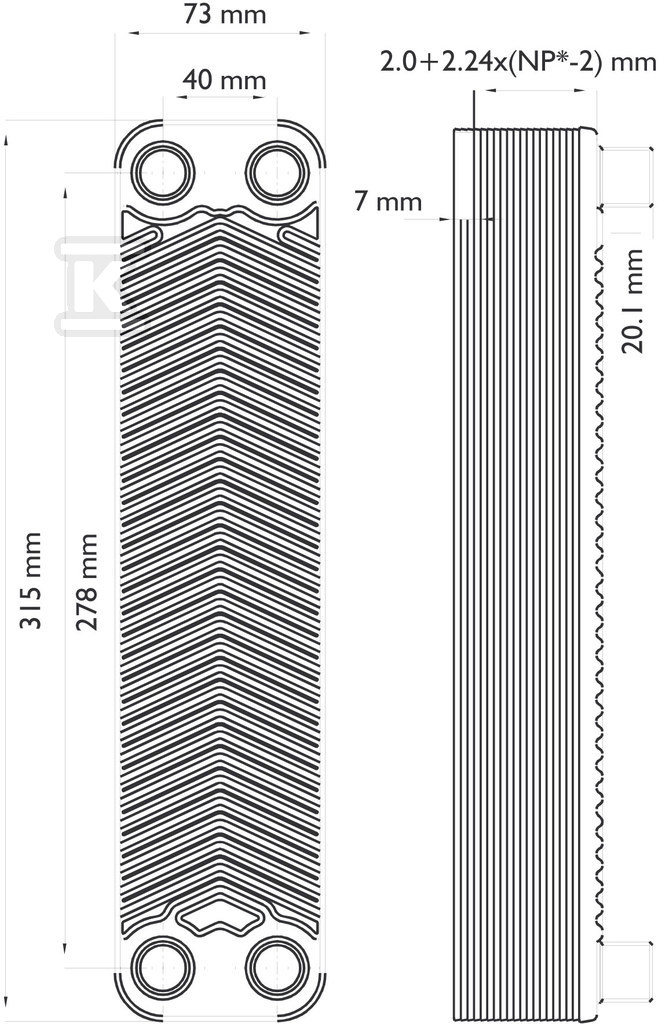 10-plate soldered exchanger with - IC8THX10