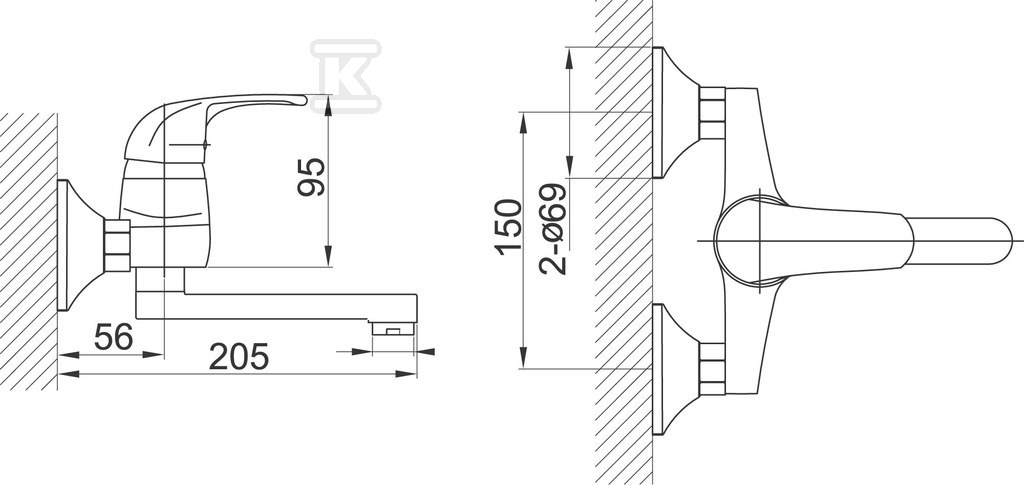 VASTO wall-mounted washbasin mixer, - BVA3