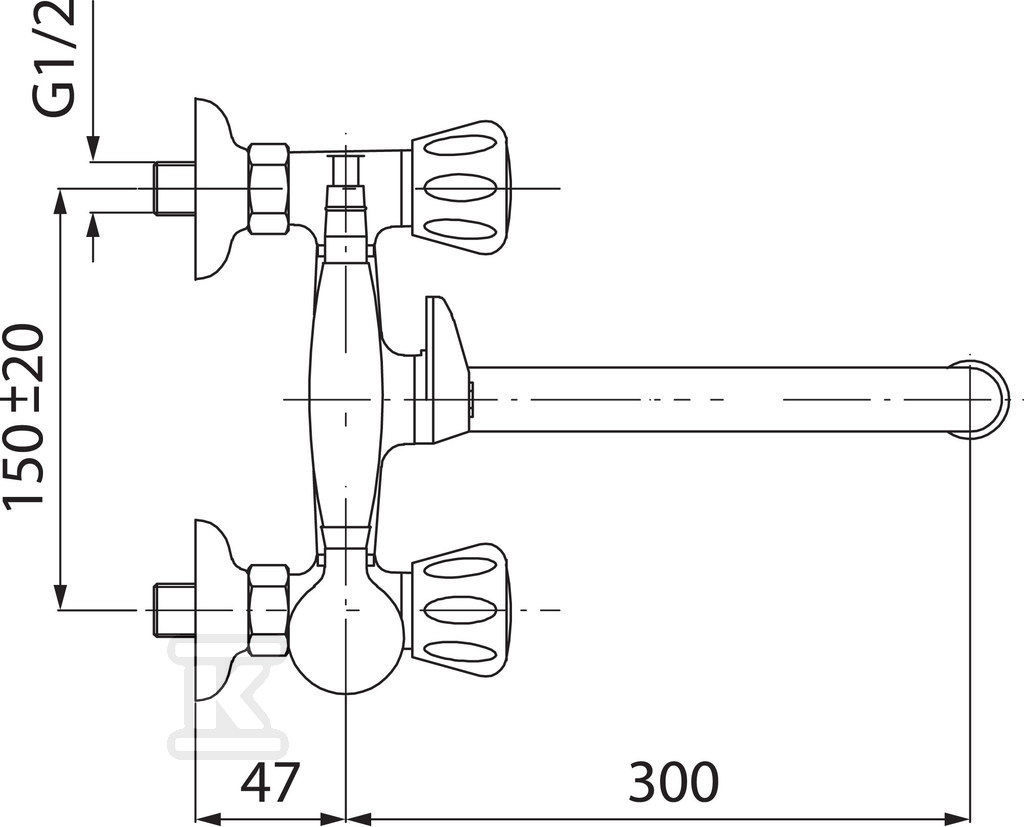 Bateria wannowa Standard ścienna z - BST11A