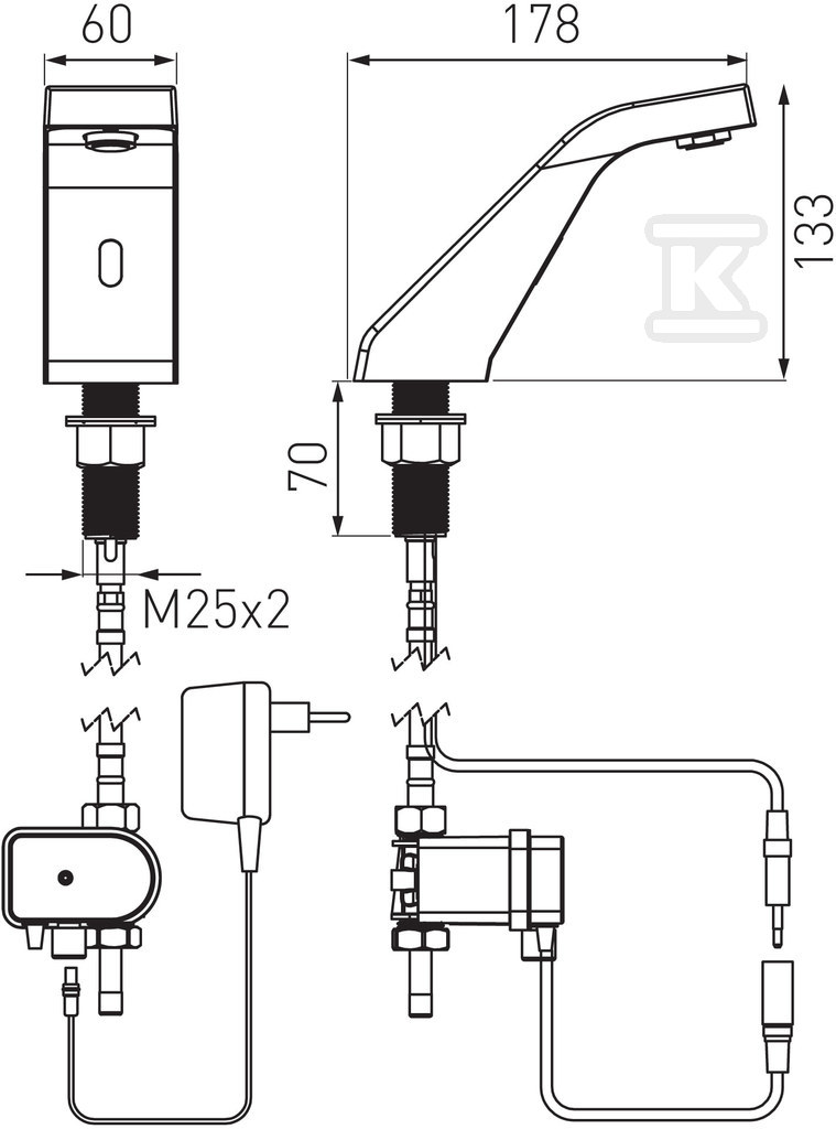 Bateria umywalkowa Sirocco Sensor - BBB101S