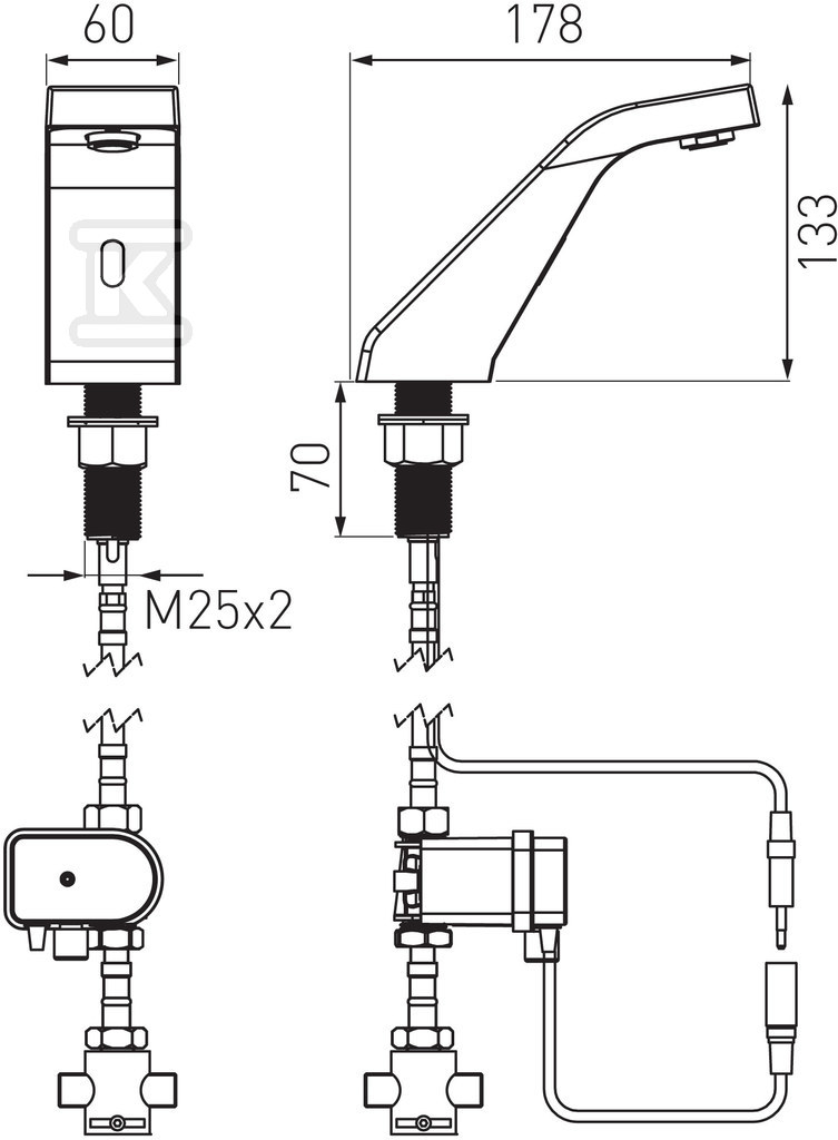 Bateria umywalkowa Sirocco Sensor - BBB101M