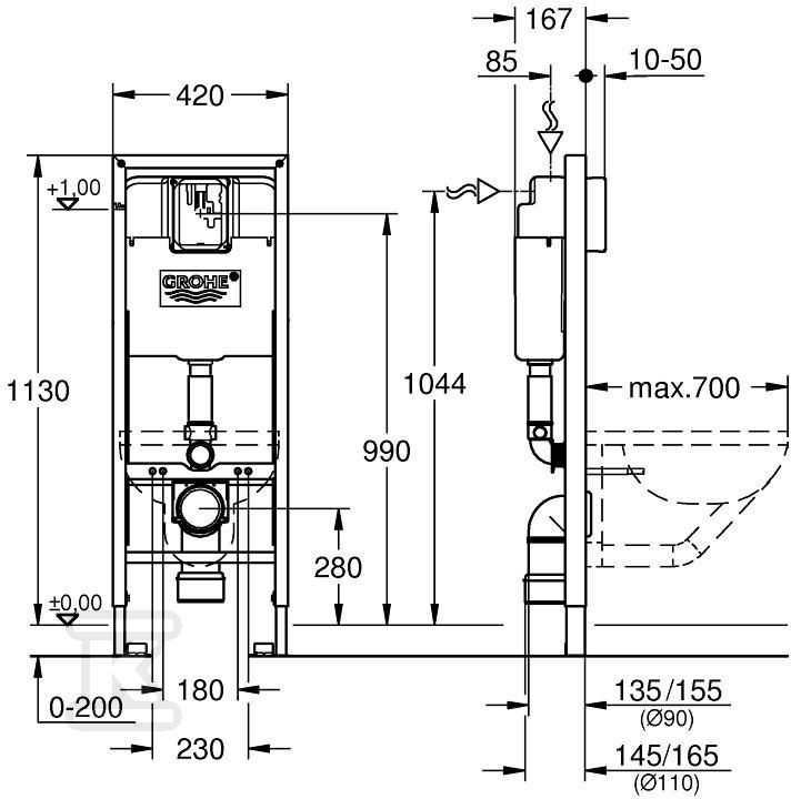 Rapid SL - wall mounted toilet flush - 38675001