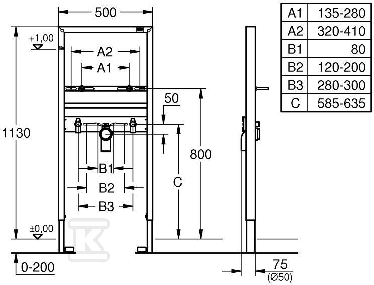 Stelaż Rapid SL - system instalacyjny - 38554001