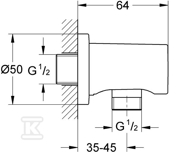 Rainshower Wall connection elbow, - 27057000