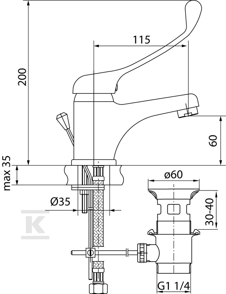 Washbasin standing single-hole MEDICA - 2401760