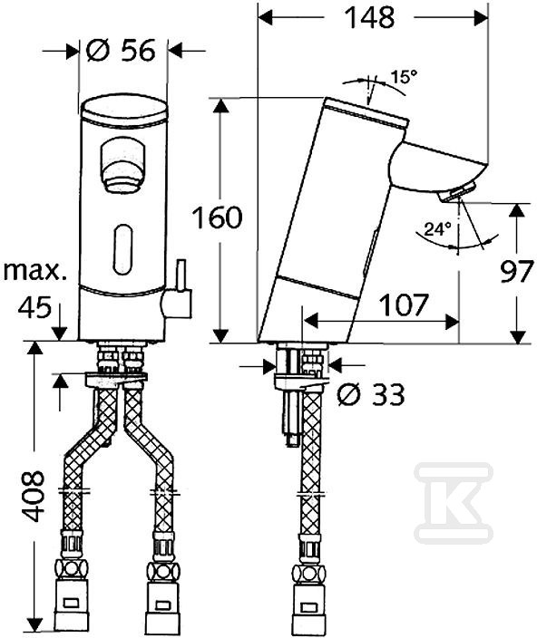 Bateria umywalkowa Schell Puris 9V, - 012010699