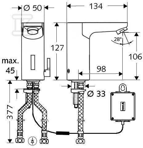 Bateria umywalkowa Schell Celis E 9V, - 012290699