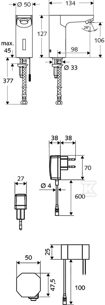 Bateria umywalkowa Schell Celis E 230 - 012310699