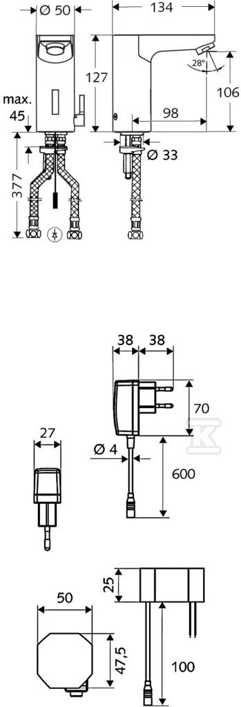 SCHELL Celis E 230V umývadlová batéria, - 012320699