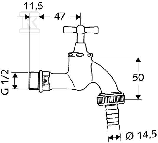 Zawór czerpalny 1/2" chrom z pokrętłem - 034050699