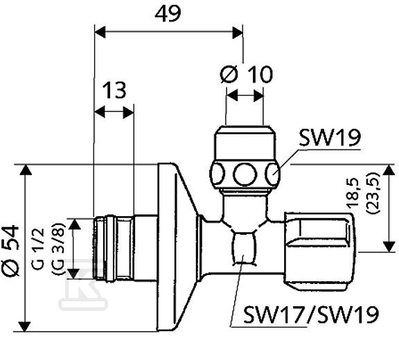 Zawór kątowy regulacyjny Comfort 3/8" - 049160699